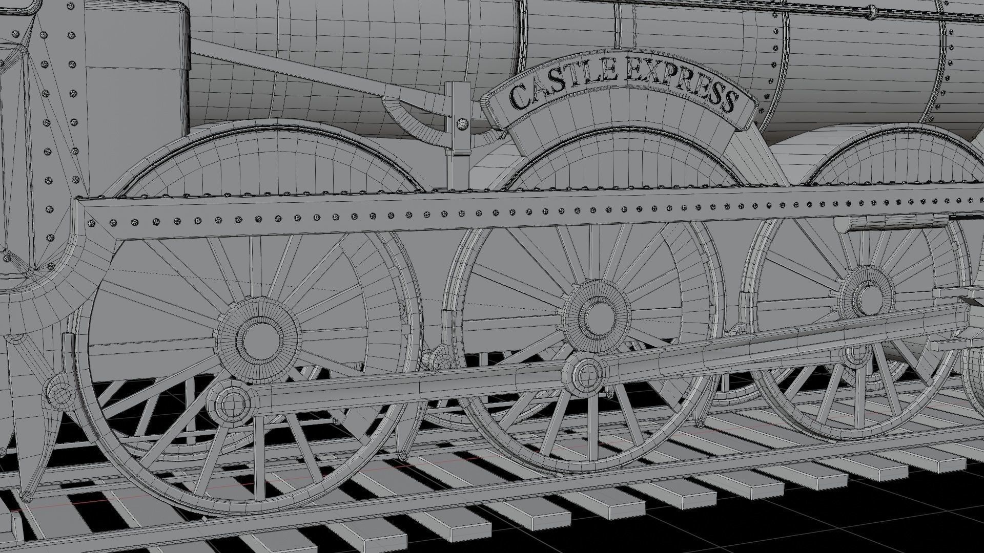 Locomotive GWR 4900 class 5972 Olton Hall Hogwarts Express Low-poly 3D model_15