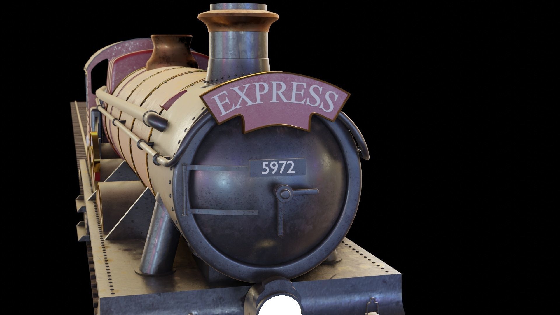 Locomotive GWR 4900 class 5972 Olton Hall Hogwarts Express Low-poly 3D model_7