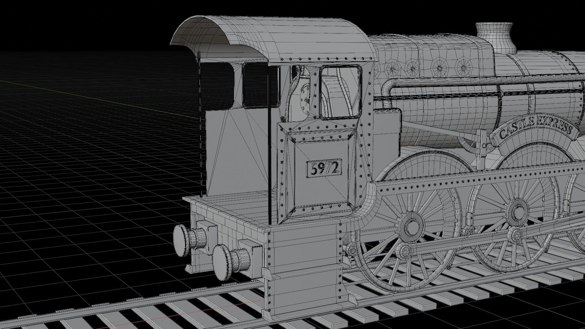 Locomotive GWR 4900 class 5972 Olton Hall Hogwarts Express Low-poly 3D model_19