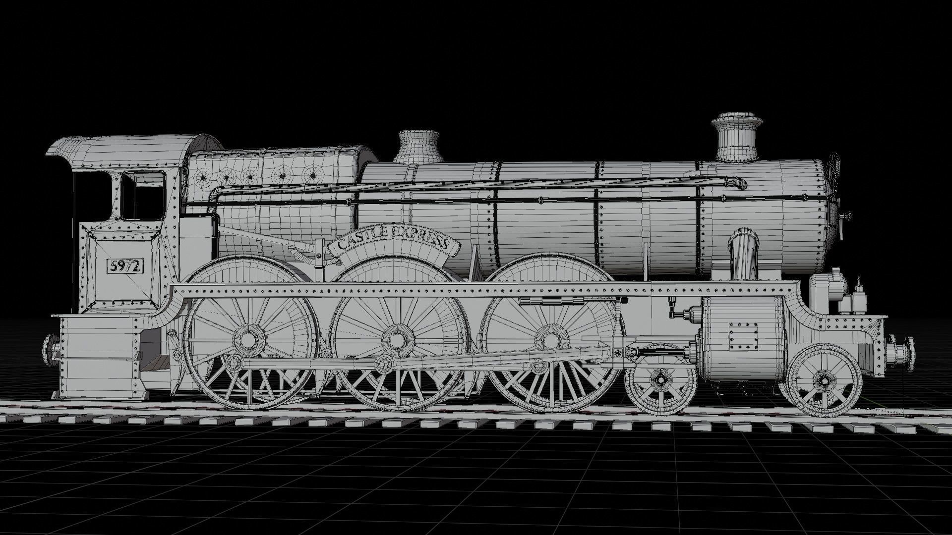 Locomotive GWR 4900 class 5972 Olton Hall Hogwarts Express Low-poly 3D model_13