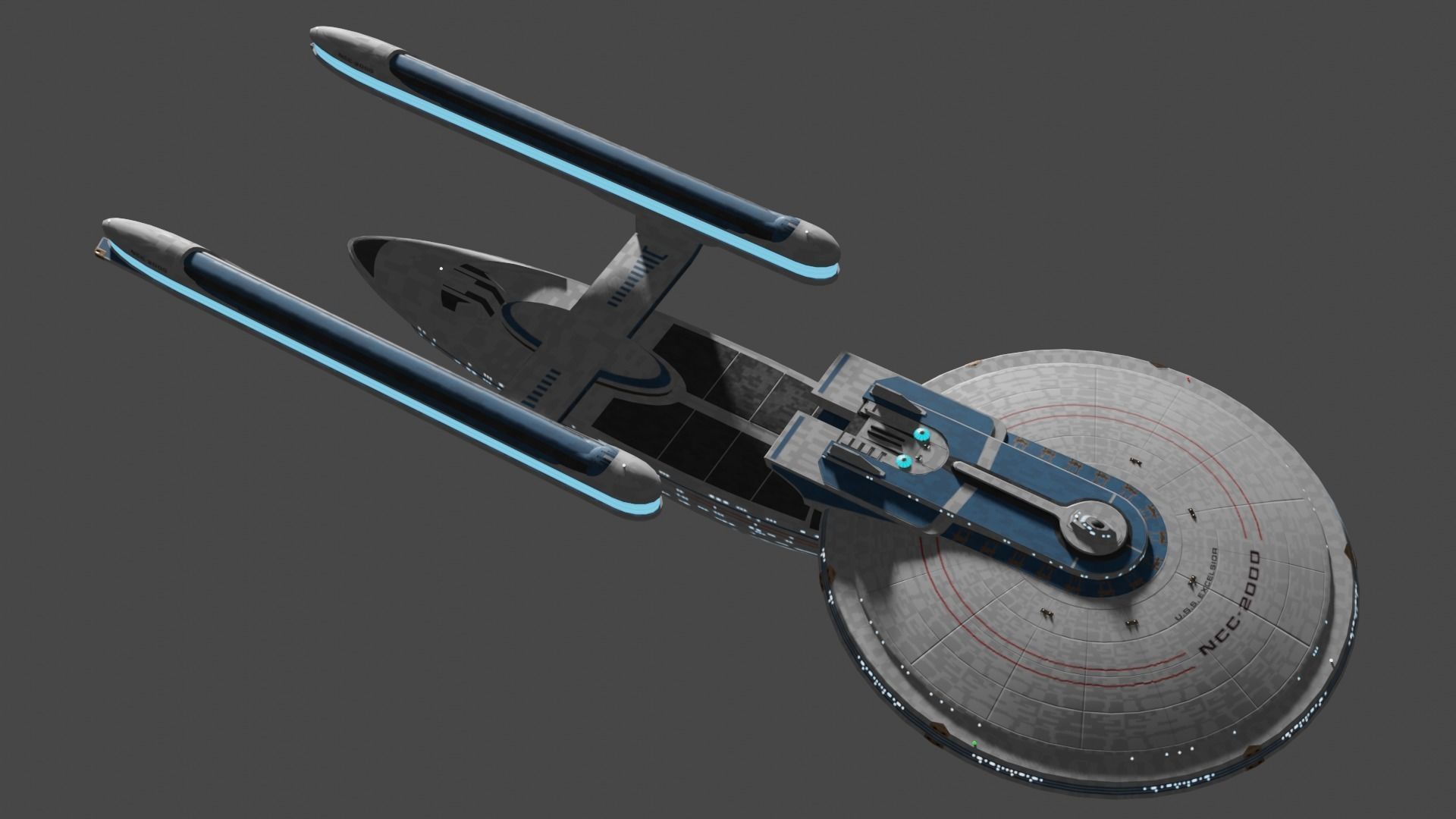 Star Trek Excelsior-Class Starship Low-poly 3D model_6