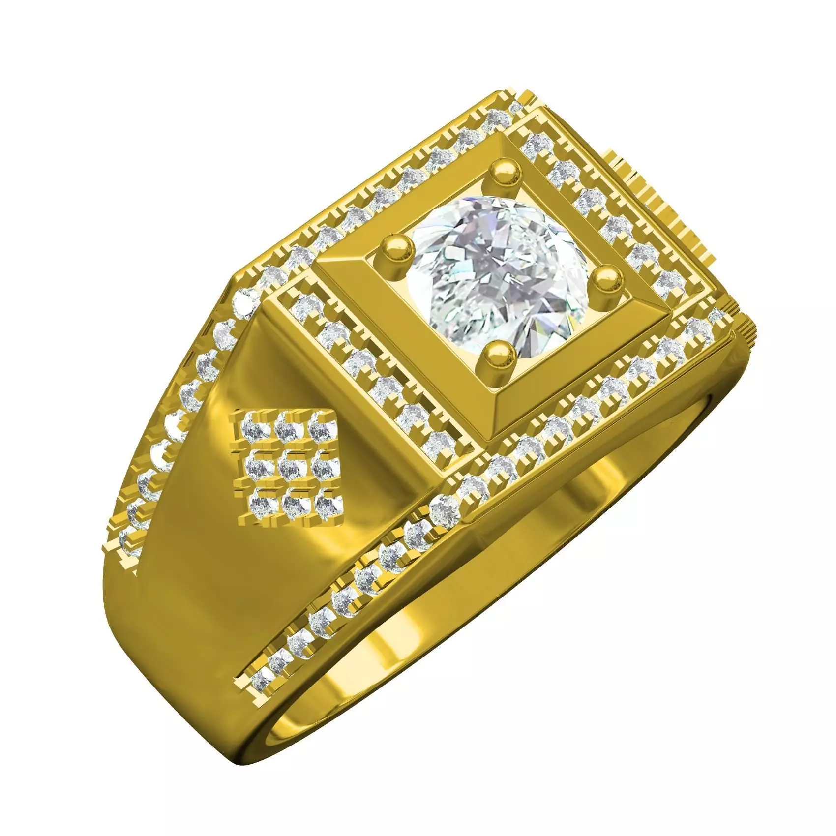 Antique Round Diamond Engagement Ring for Men 3D print model