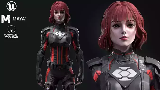 Sci-Fi Girl 2 Low-poly 3D model Sci-Fi Girl 2 Low-poly 3D model