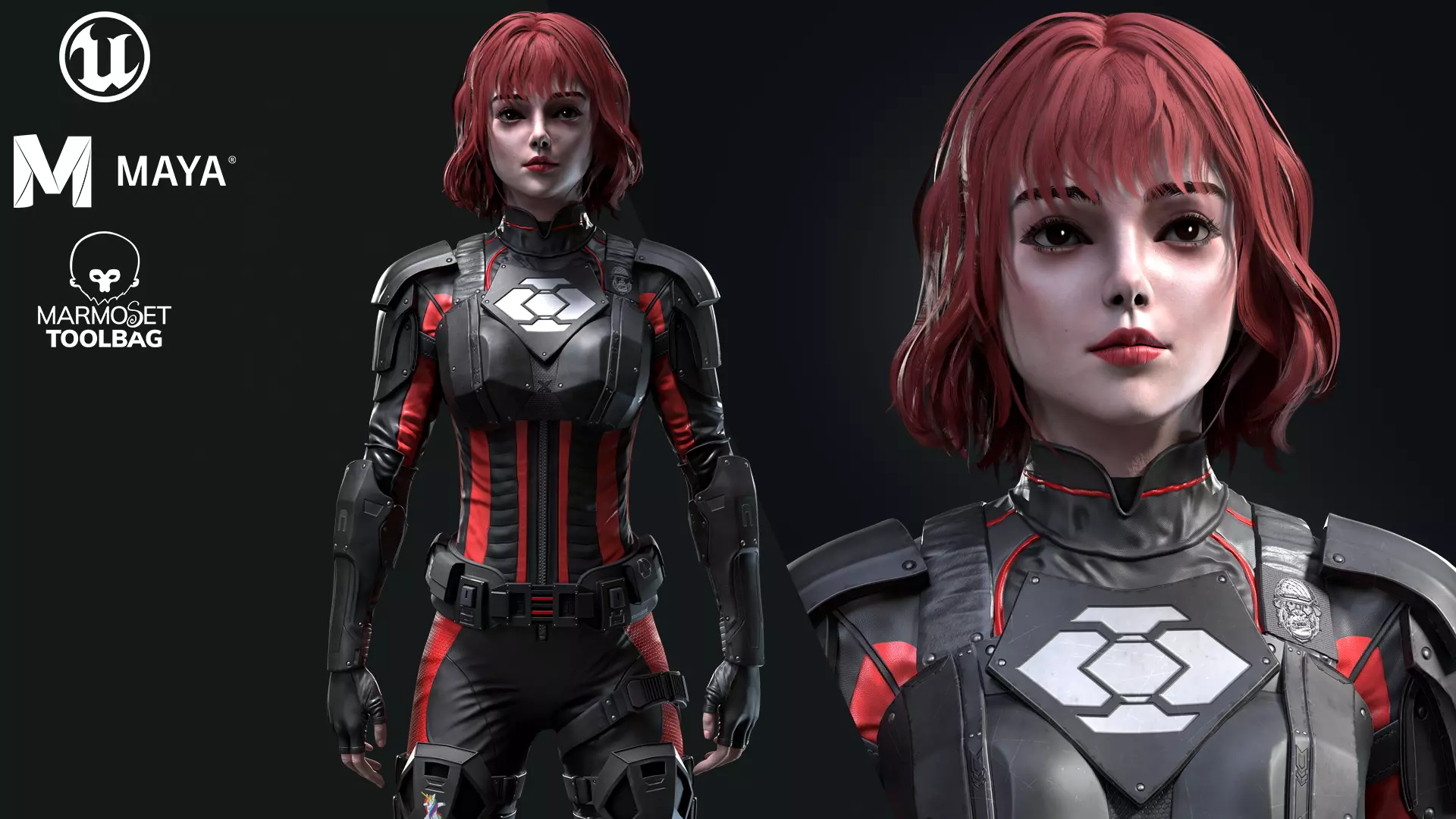 Sci-Fi Girl 2 Low-poly 3D model_0