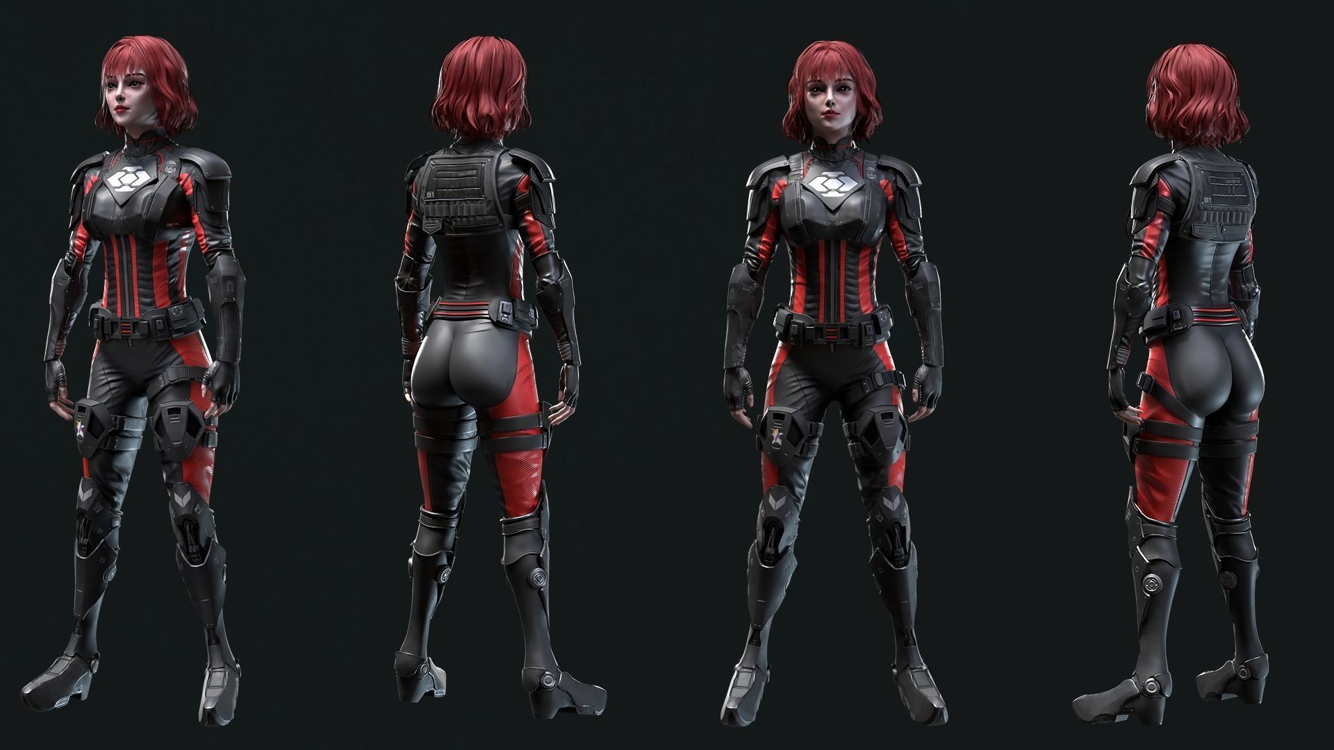 Sci-Fi Girl 2 Low-poly 3D model_11