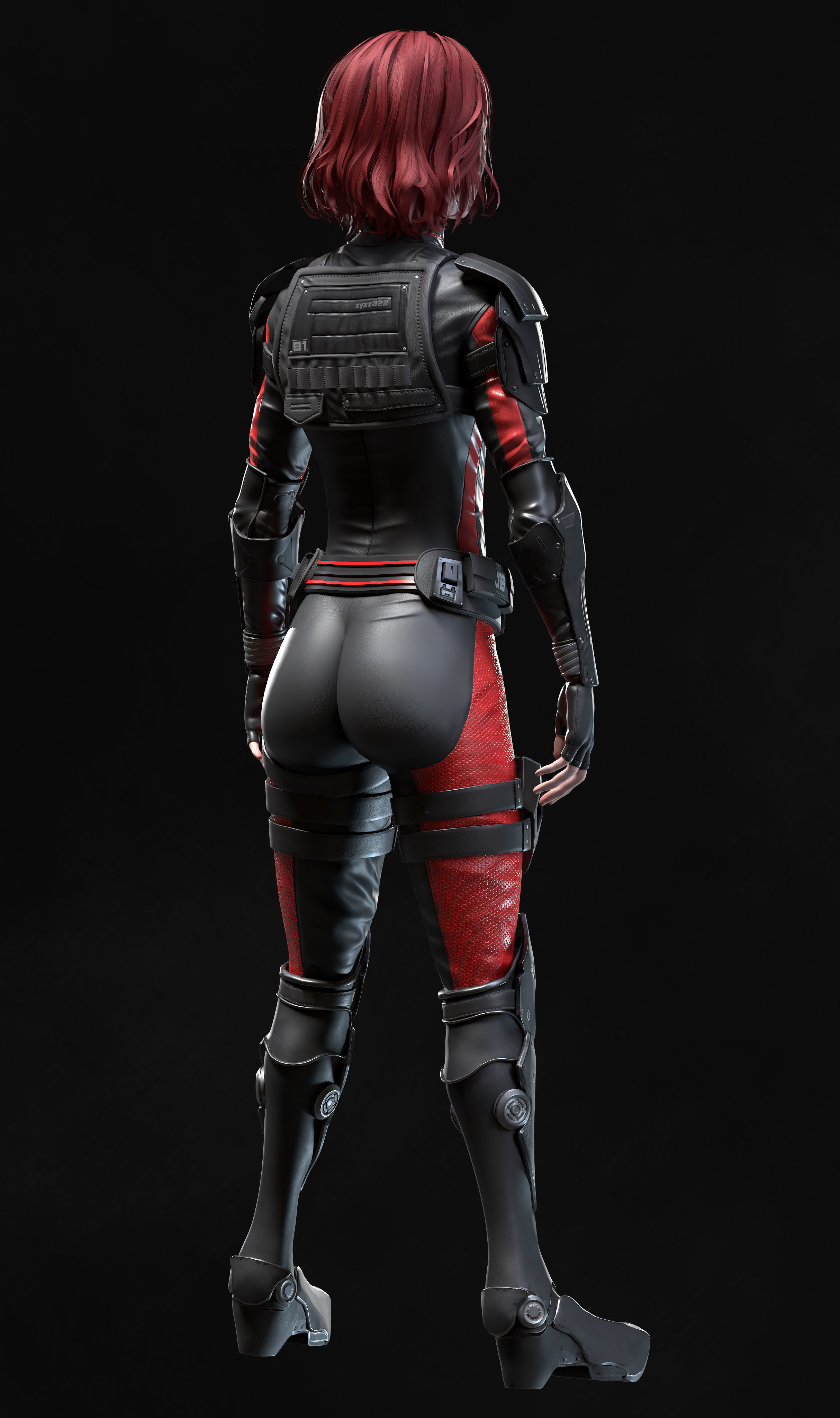 Sci-Fi Girl 2 Low-poly 3D model_7