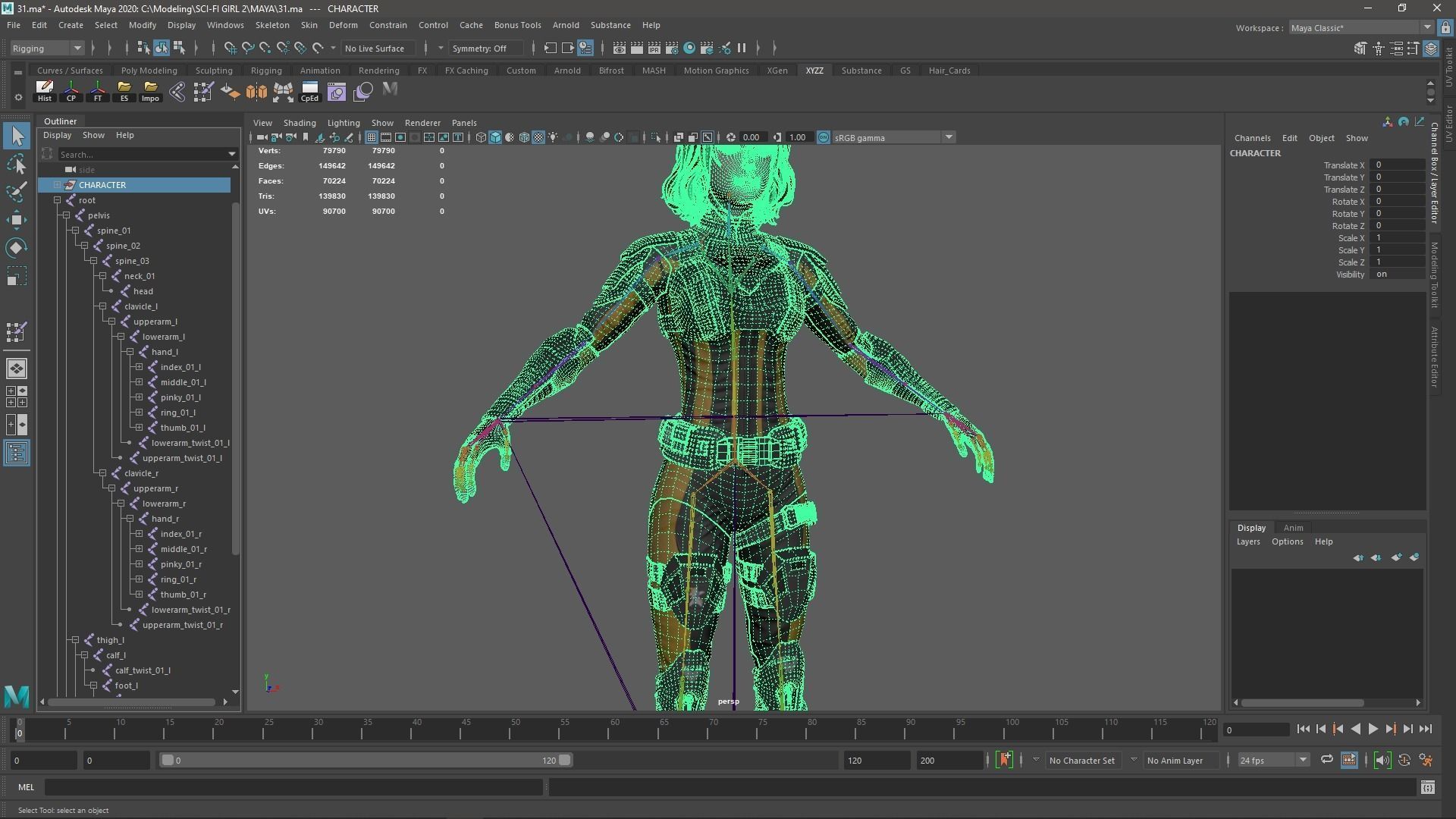 Sci-Fi Girl 2 Low-poly 3D model_16