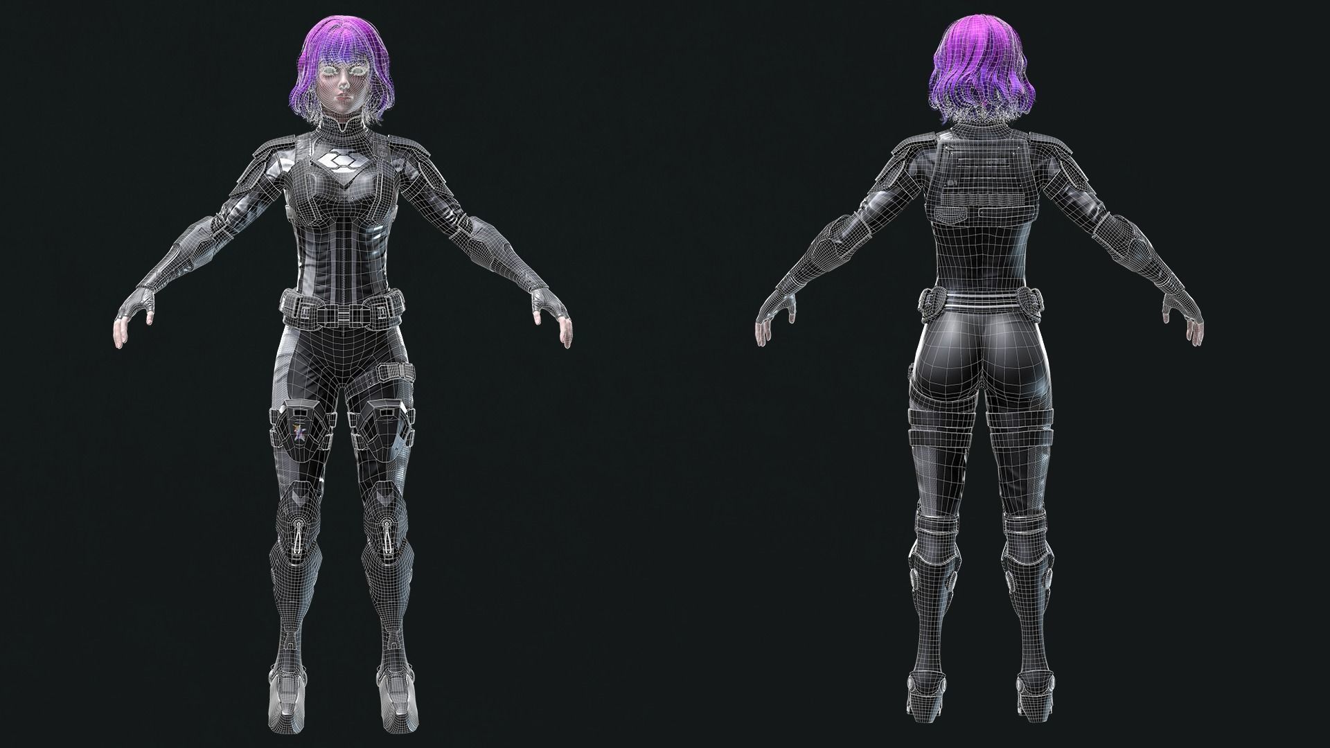 Sci-Fi Girl 2 Low-poly 3D model_12