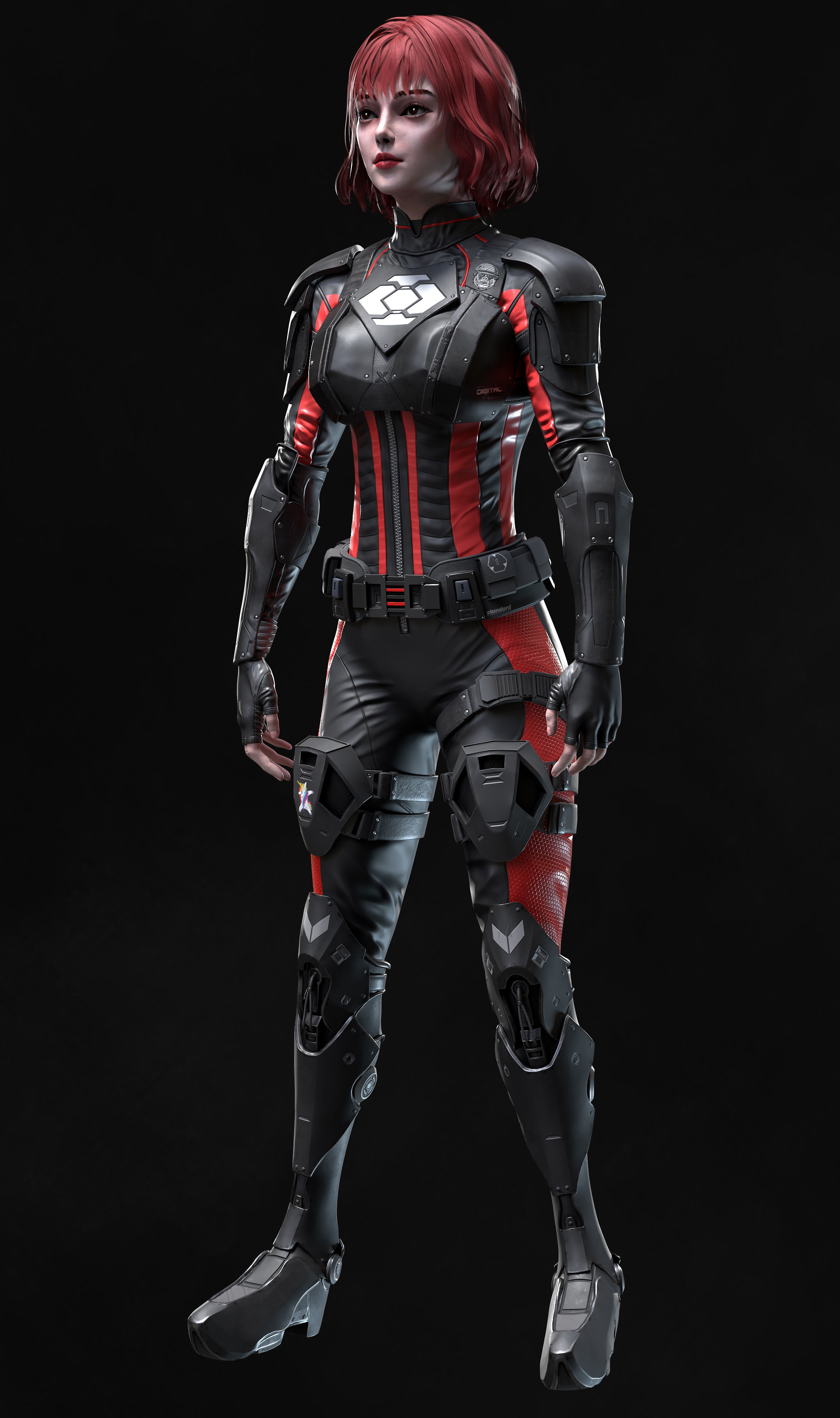 Sci-Fi Girl 2 Low-poly 3D model_9