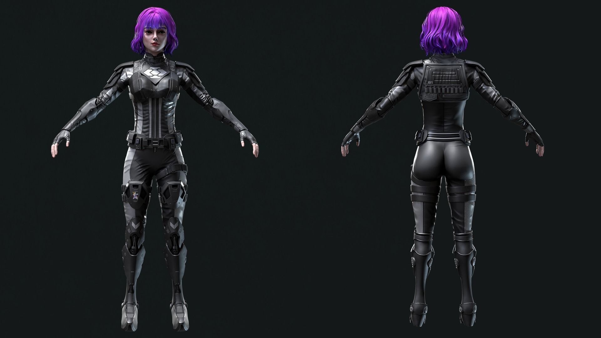 Sci-Fi Girl 2 Low-poly 3D model_10