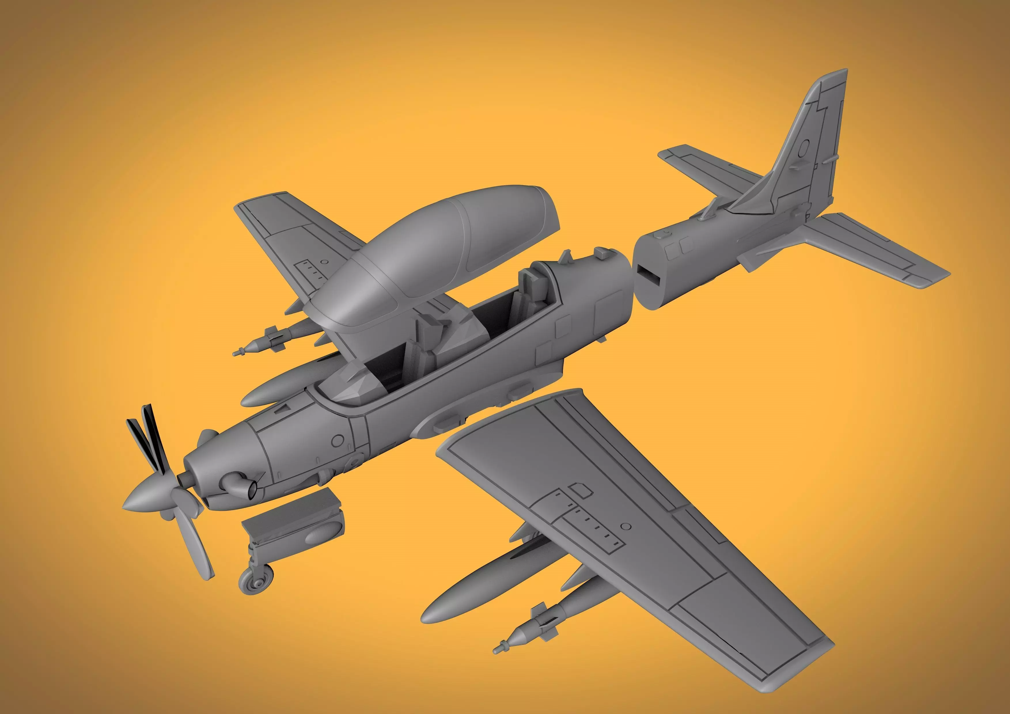 EMB-314 EMBRAER SUPER TUCANO SCALE 1-48 Ready to Print 3D print model_5