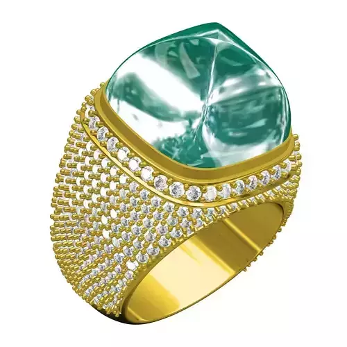 Cushion Cut Cabochon Stone Cocktail Ring