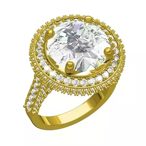 Round Cut Diamond Halo Cathedral Style Engagement Ring