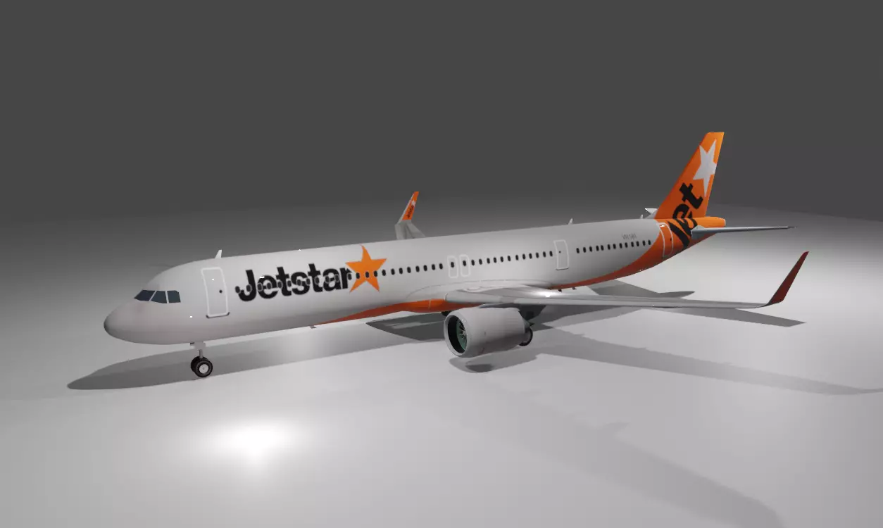 Jetstar airbus a321neo 3D Model Low-poly 3D model_0