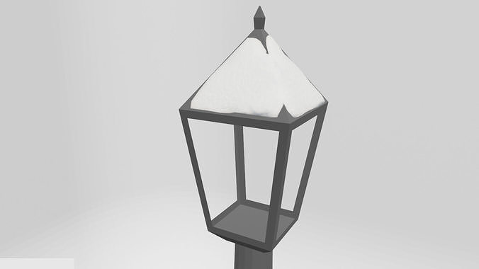 Lamppost covered in snow Low Poly Low-poly 3D model