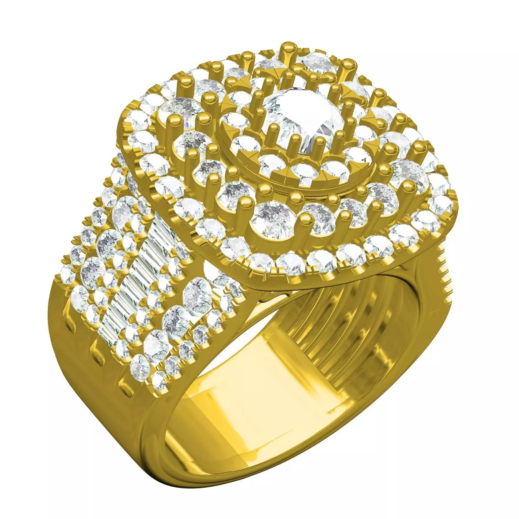 Cushion Shaped Multi Halo Diamond Ring for Men 3D print model