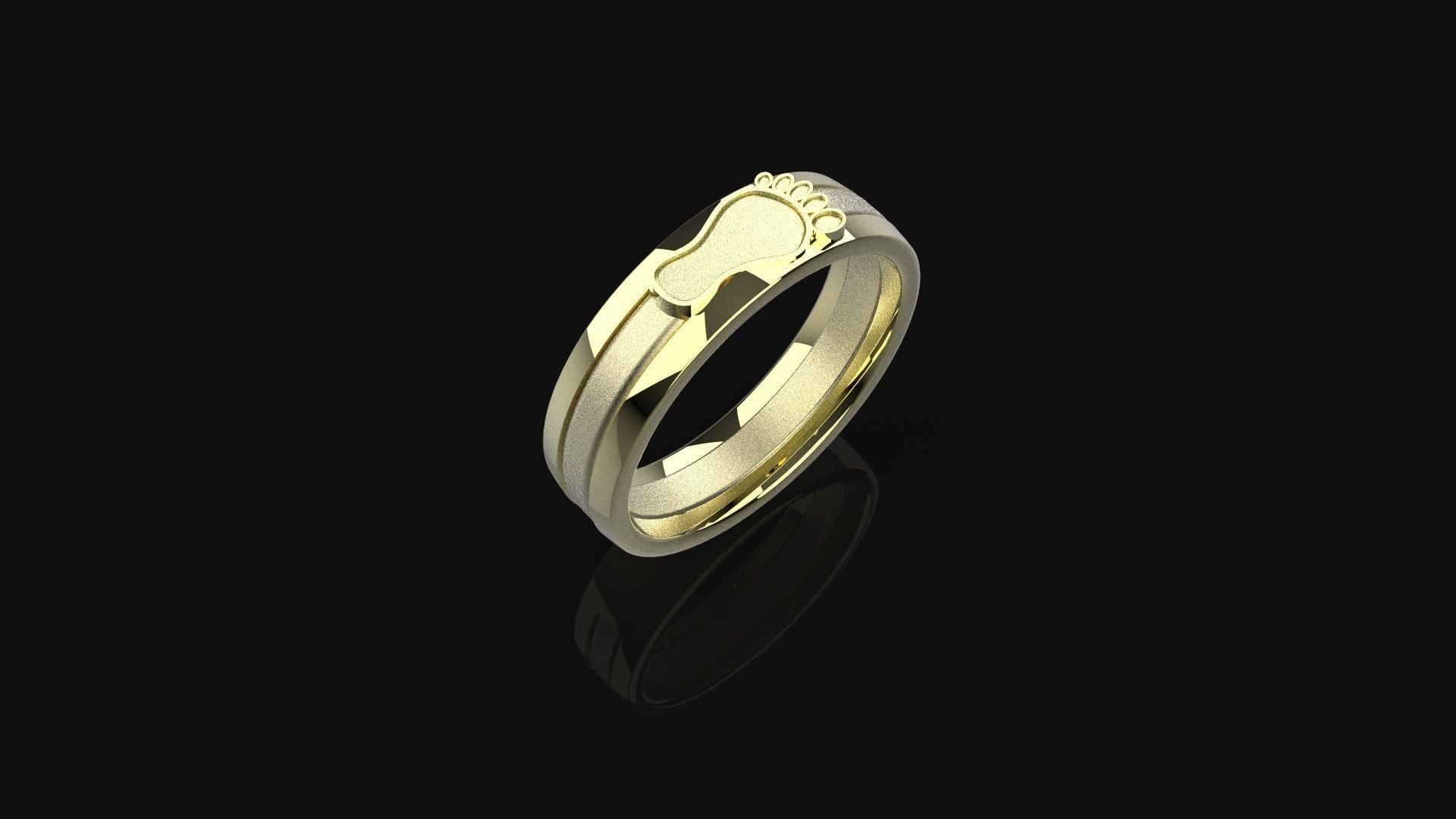 3D Model- Dual-Part Baby Footprint Ring - 3D print model 3D print model_2