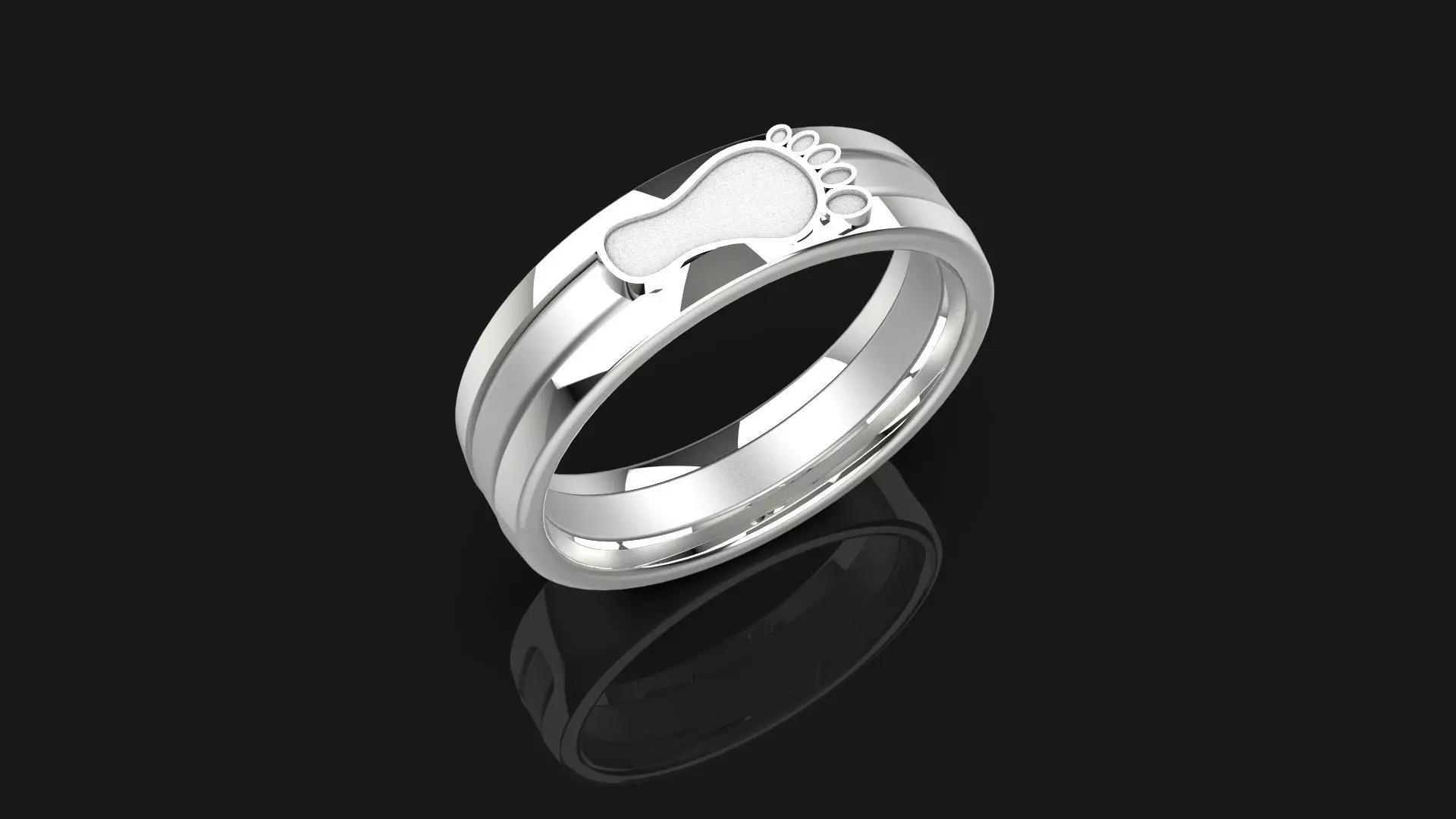 3D Model- Dual-Part Baby Footprint Ring - 3D print model 3D print model_0