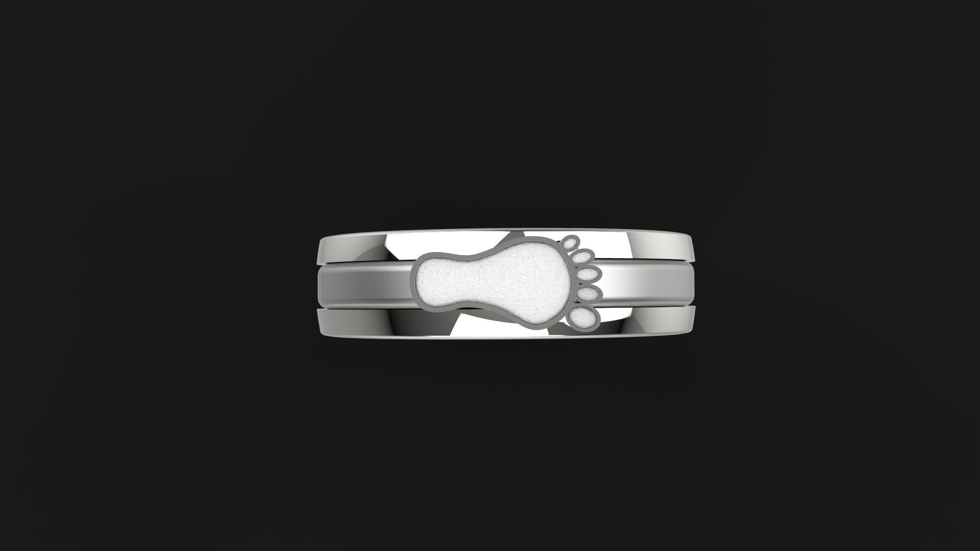 3D Model- Dual-Part Baby Footprint Ring - 3D print model 3D print model_4