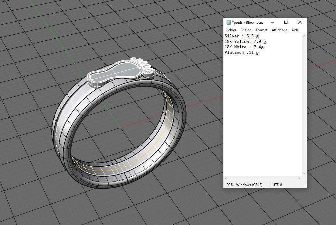3D Model- Dual-Part Baby Footprint Ring - 3D print model 3D print model_9
