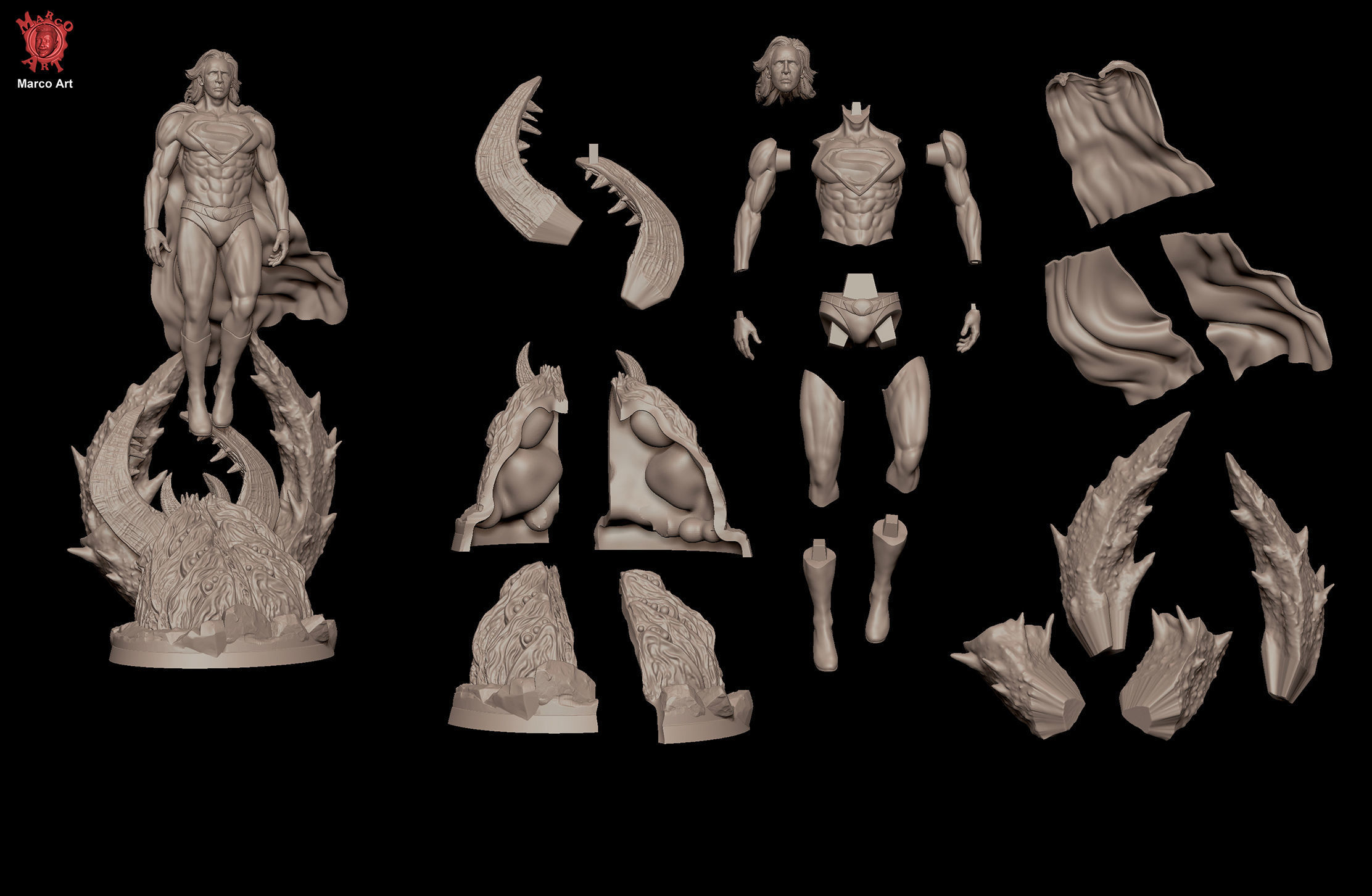 Superman stl file 3D print model_6