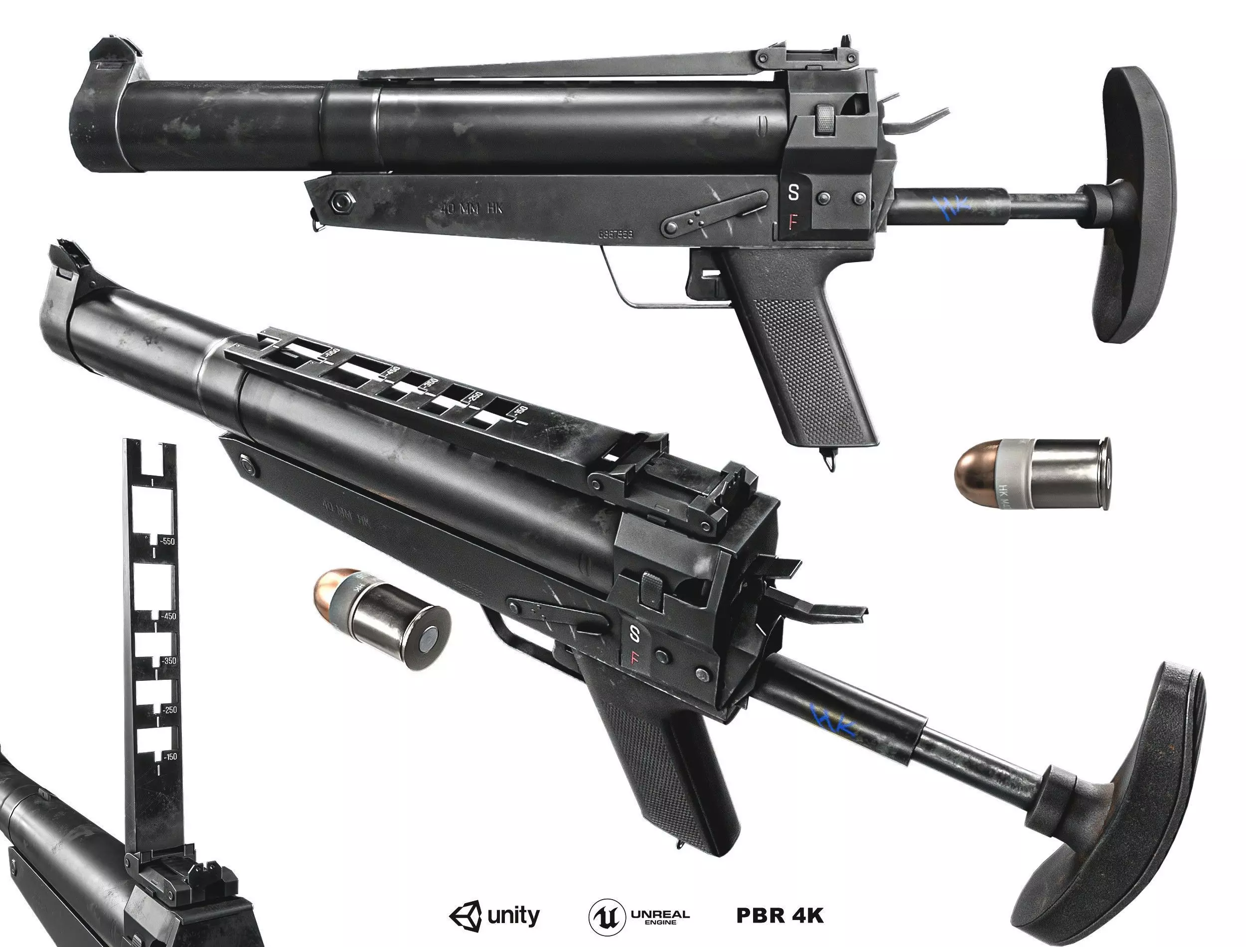 HK69A1 Grenade Launcher Low-poly 3D model