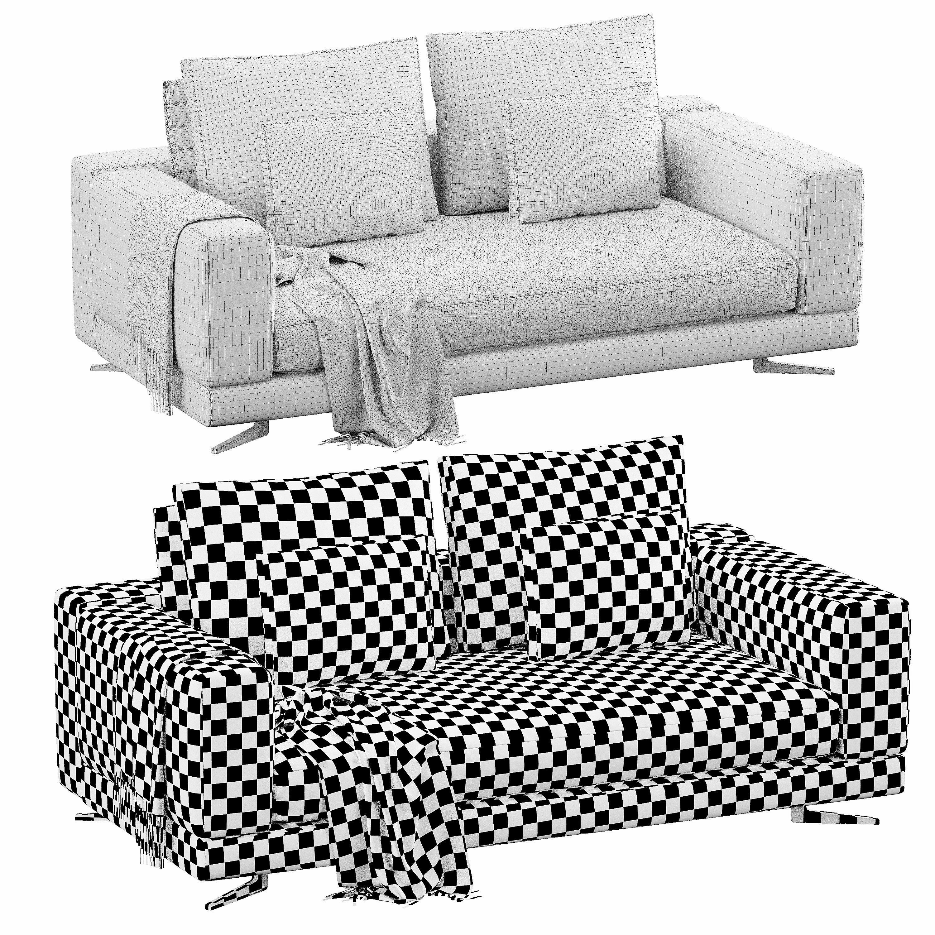 Sofa White 3D model_4