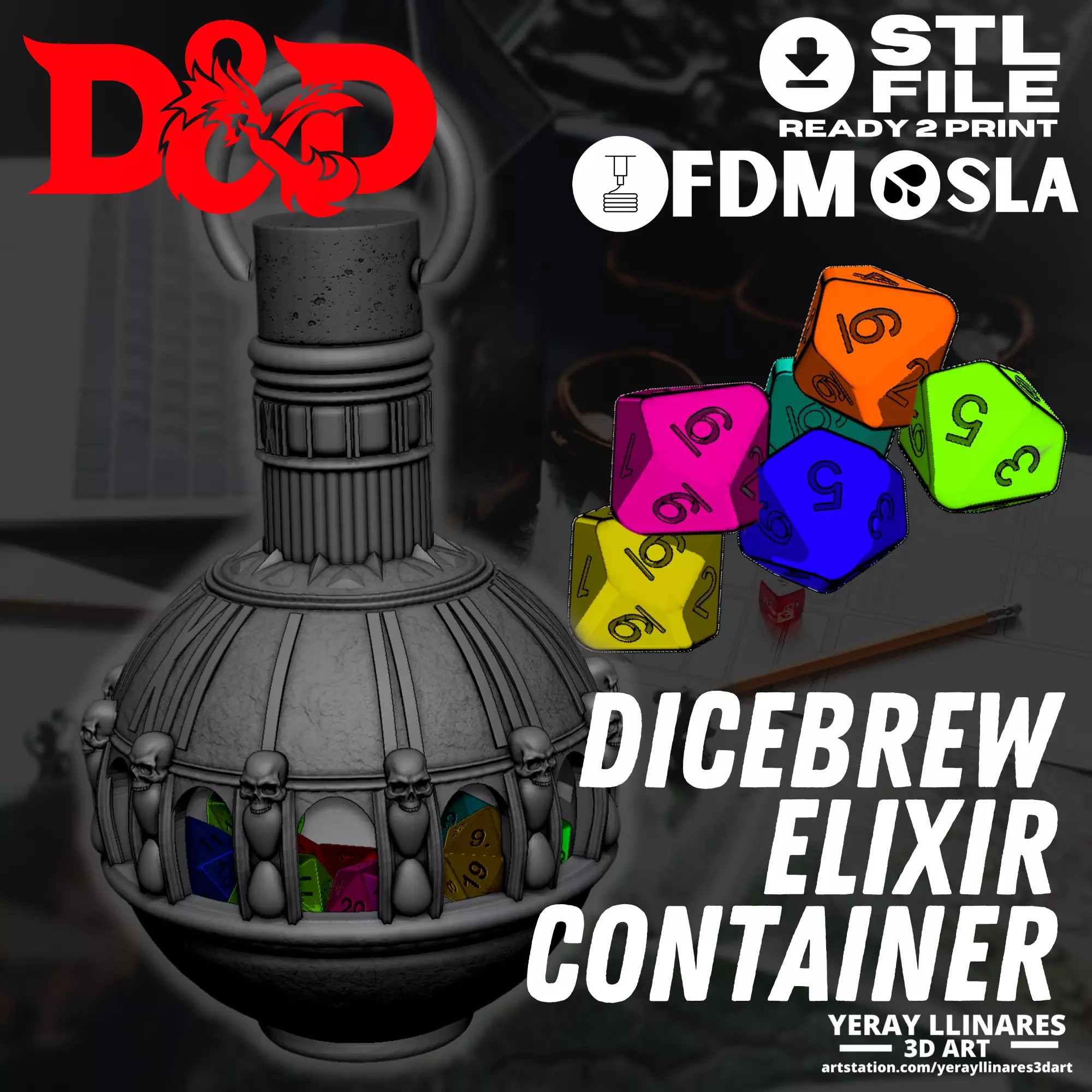 DICEBREW ELIXIR CONTAINER FOR RPG GAMES 3D print model_0