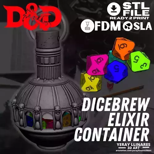 DICEBREW ELIXIR CONTAINER FOR RPG GAMES 3D print model