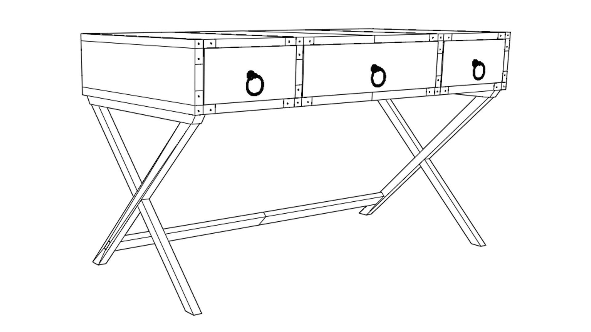 Writing Desk  Aerilyn 40-5  Low-poly 3D model_1