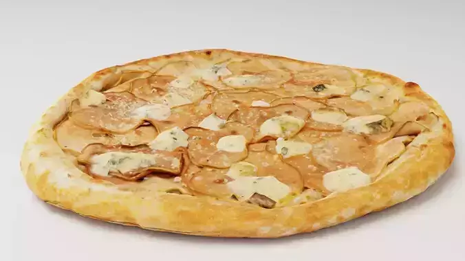 Vegetarian Pizza with pears and sauce 