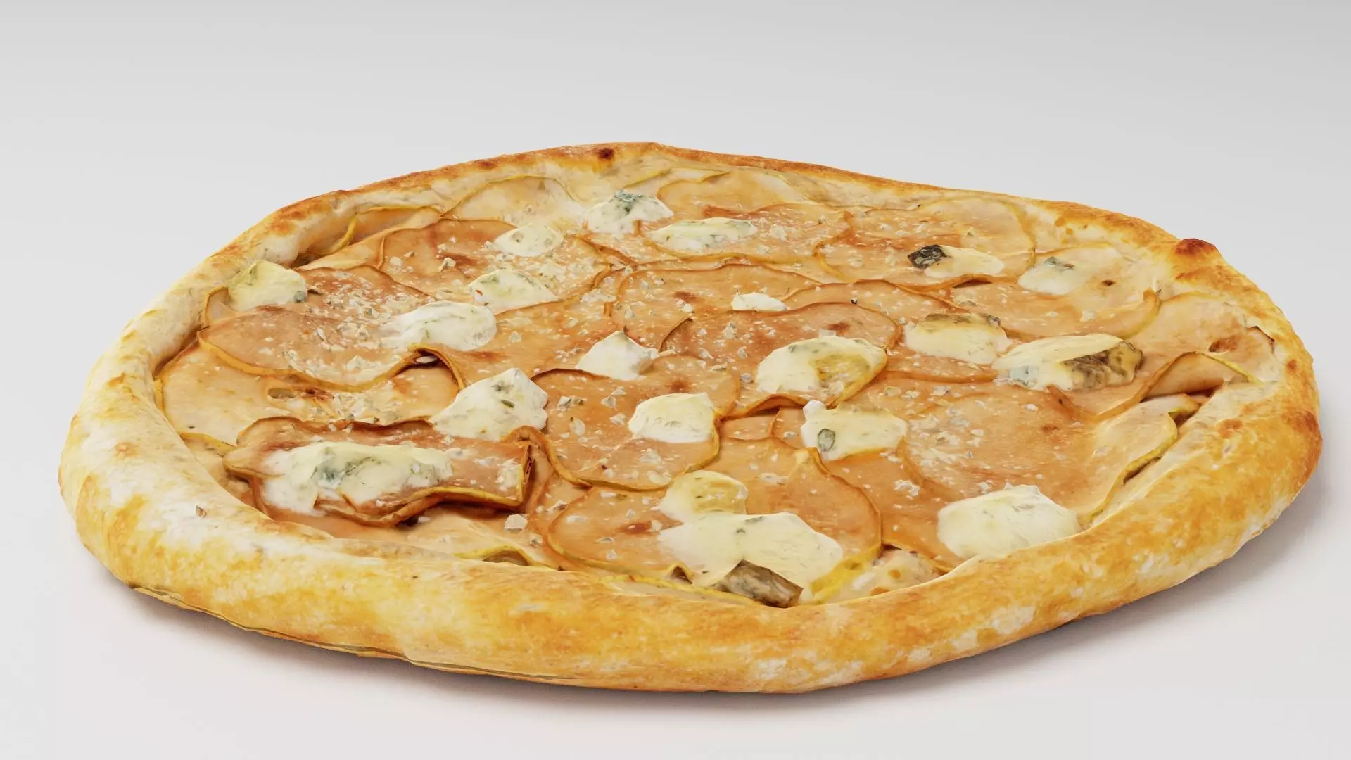 Vegetarian Pizza with pears and sauce  3D model_0