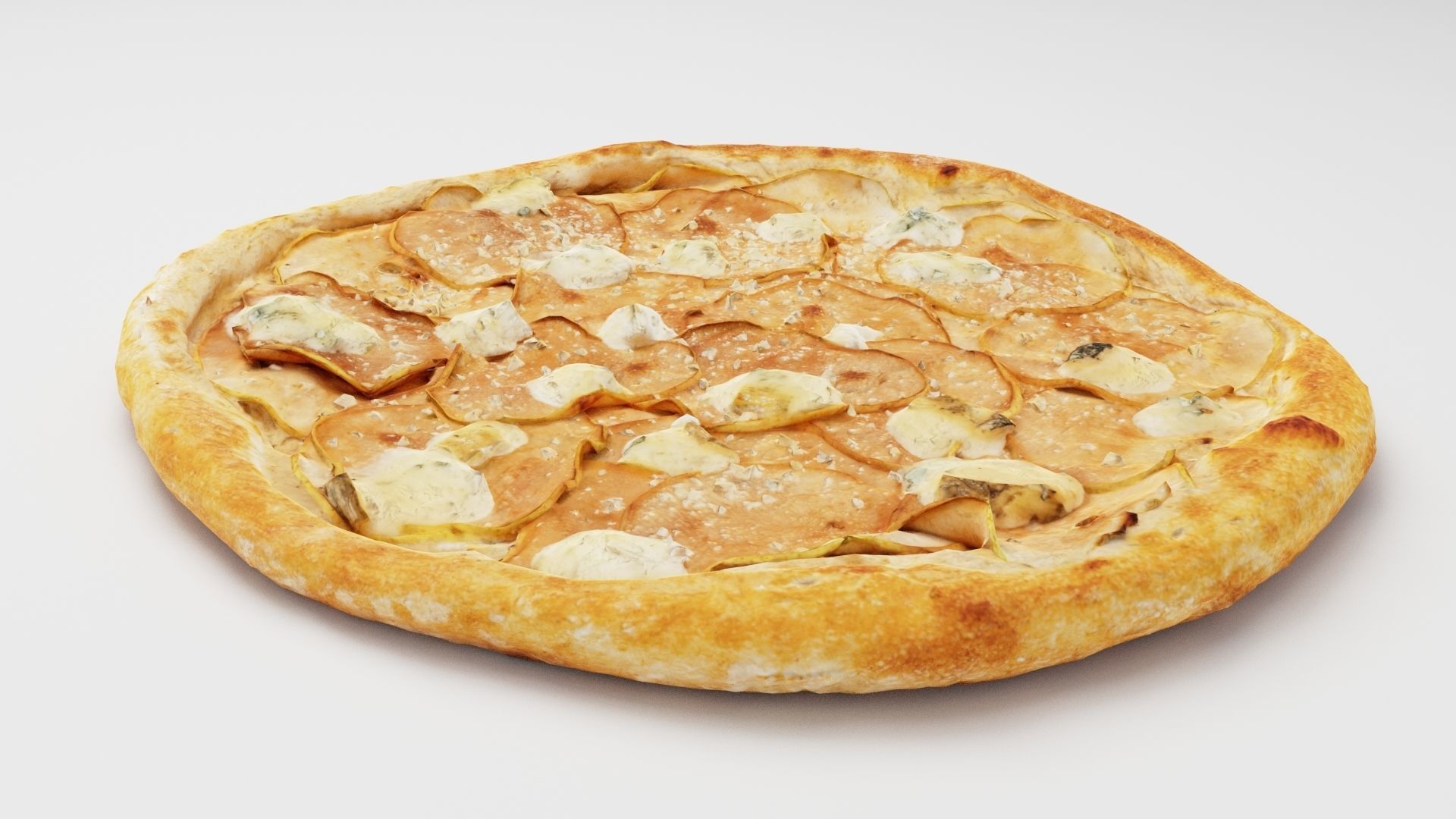 Vegetarian Pizza with pears and sauce  3D model_1