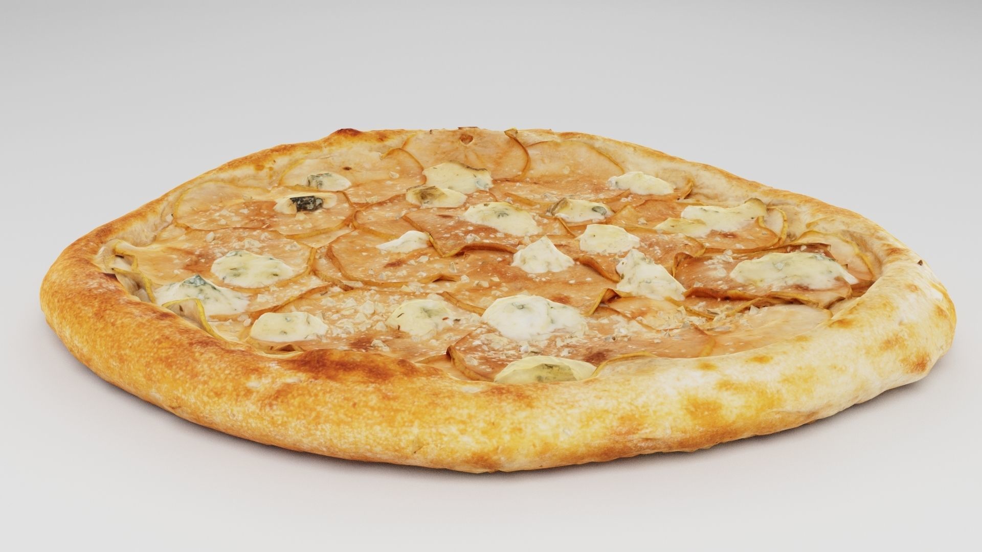 Vegetarian Pizza with pears and sauce  3D model_3
