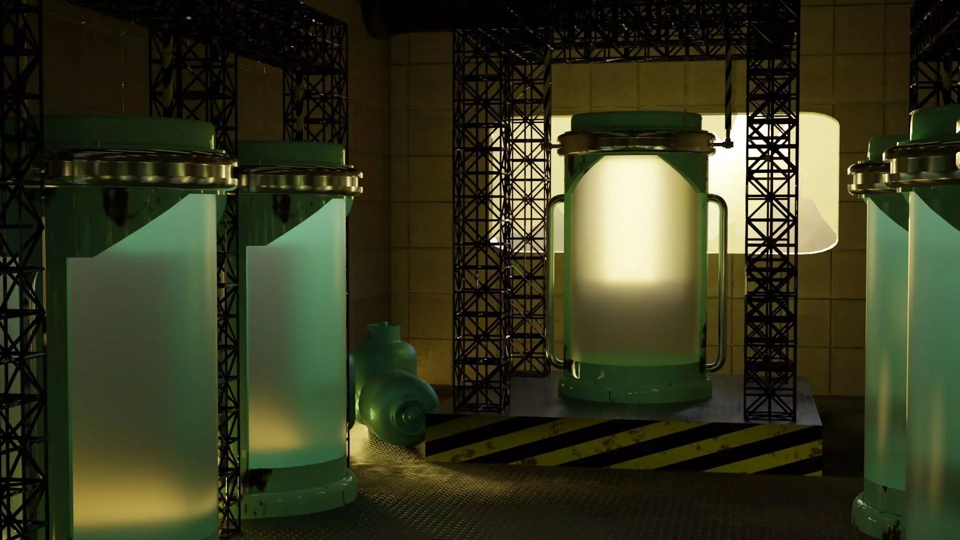 Sci-Fi Laboratory Cryogenic Chamber Pods Low-poly 3D model