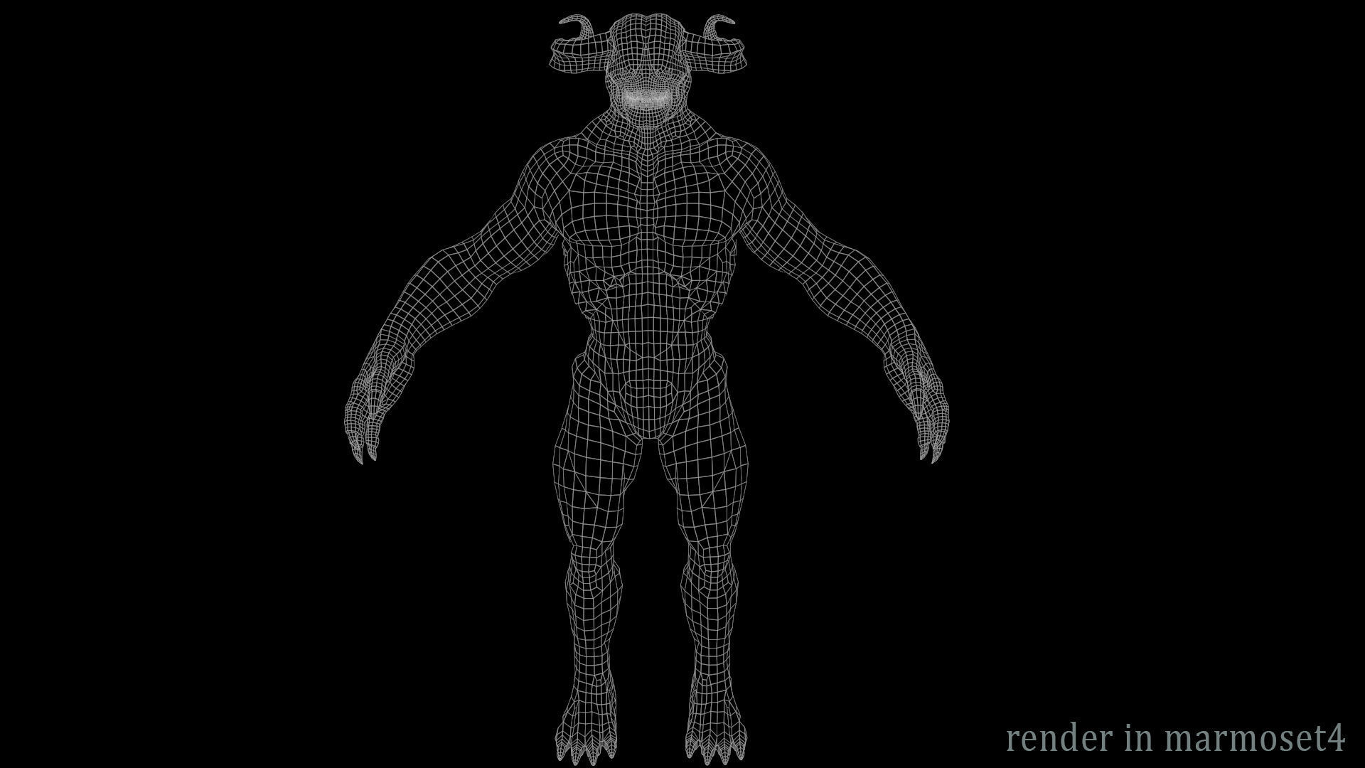 Blind demon Low-poly 3D model_13