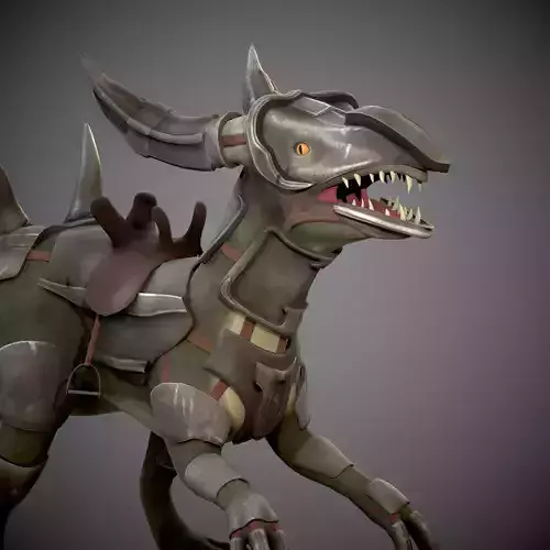 Animated dinosaur in armor Low-poly 3D model