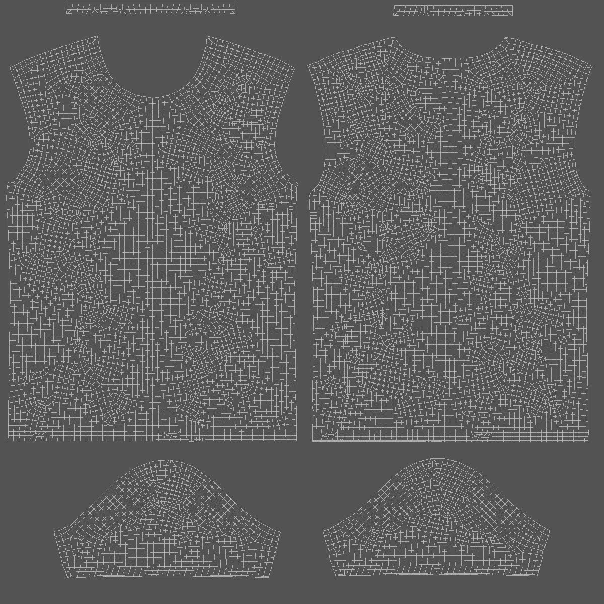 Flat Lay T-shirt - crumpled crew neck lying tshirt Low-poly 3D model_5