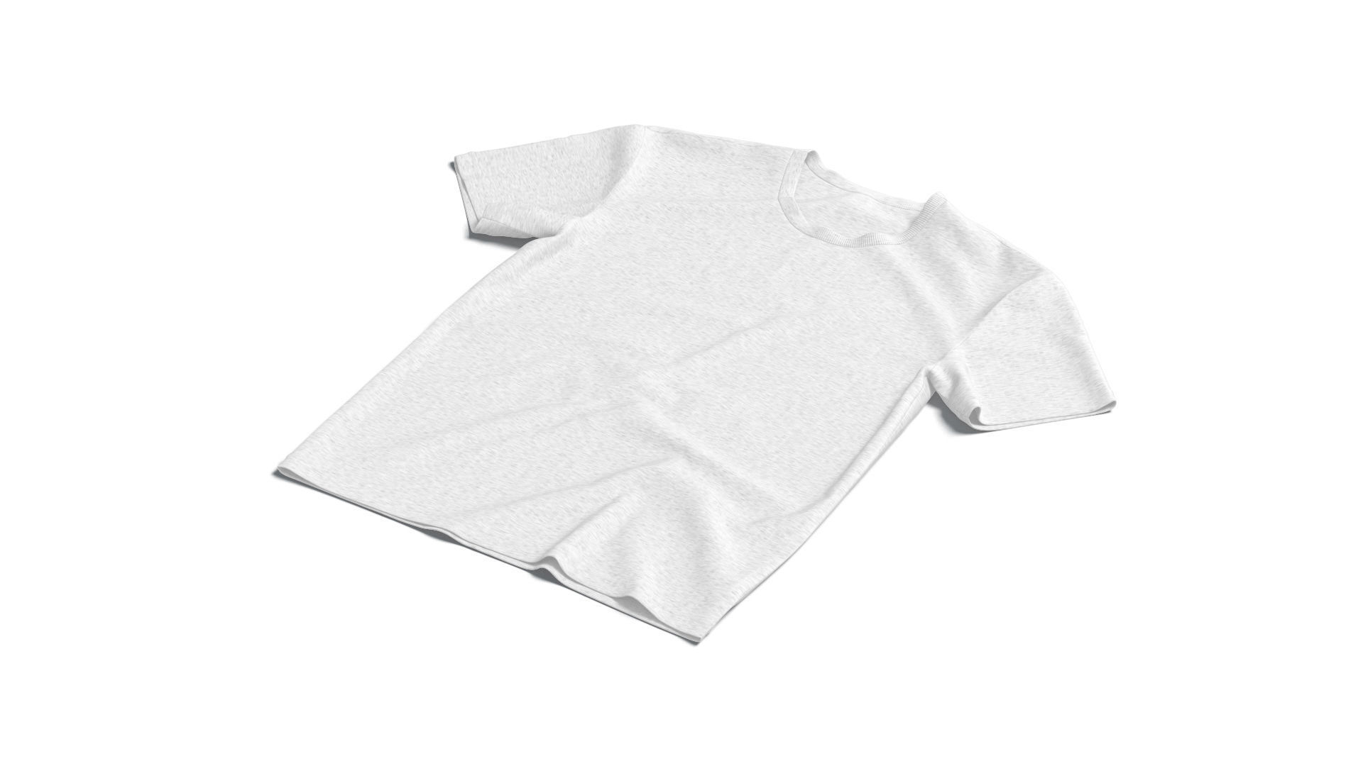 Flat Lay T-shirt - crumpled crew neck lying tshirt Low-poly 3D model_2
