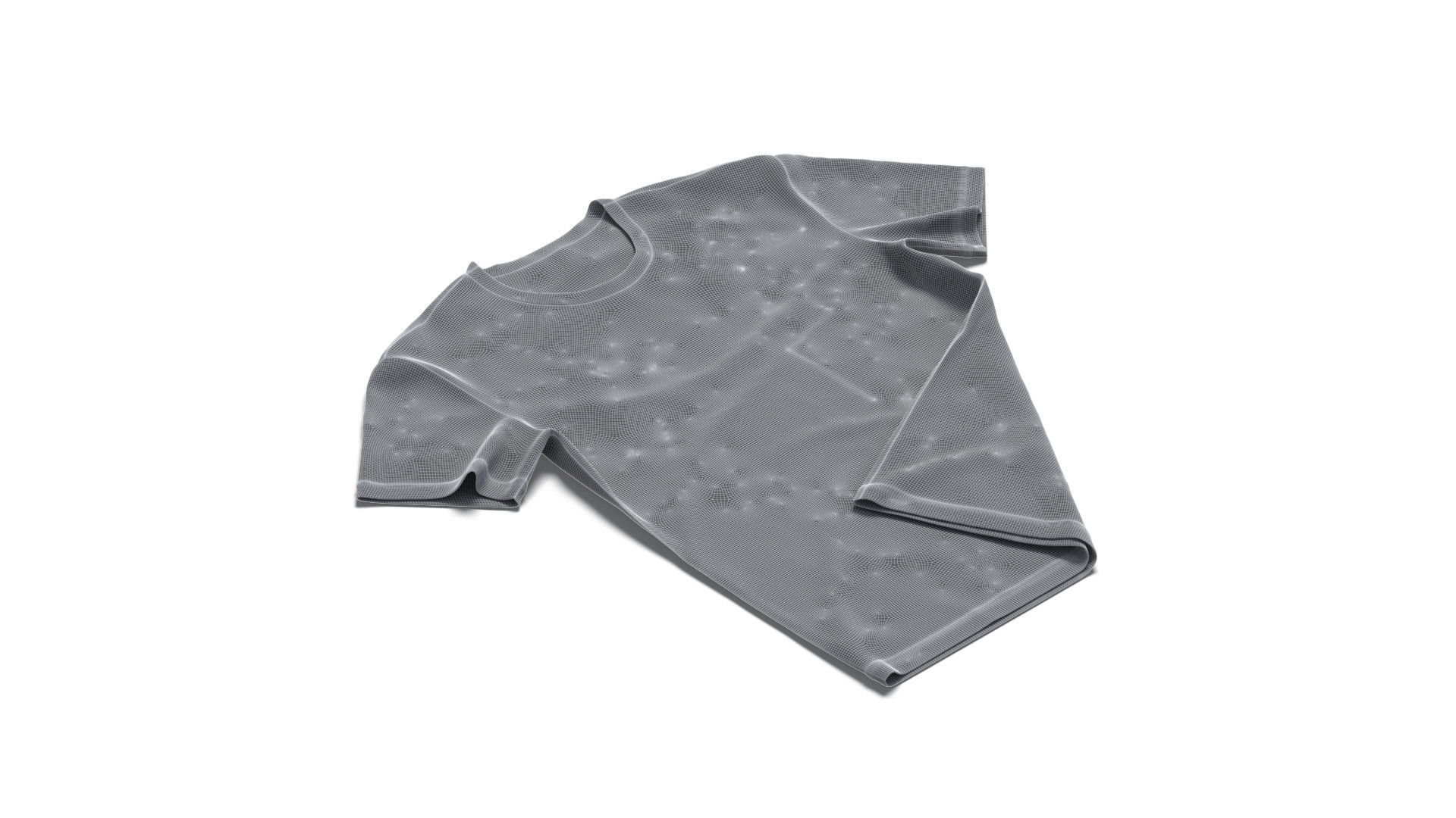 Flat Lay T-shirt - basic folded corner tee-shirt Low-poly 3D model_8