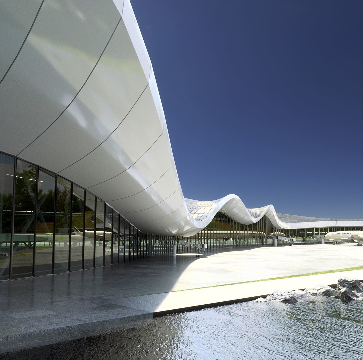 Floating Airport - Corona Render 3D model_1