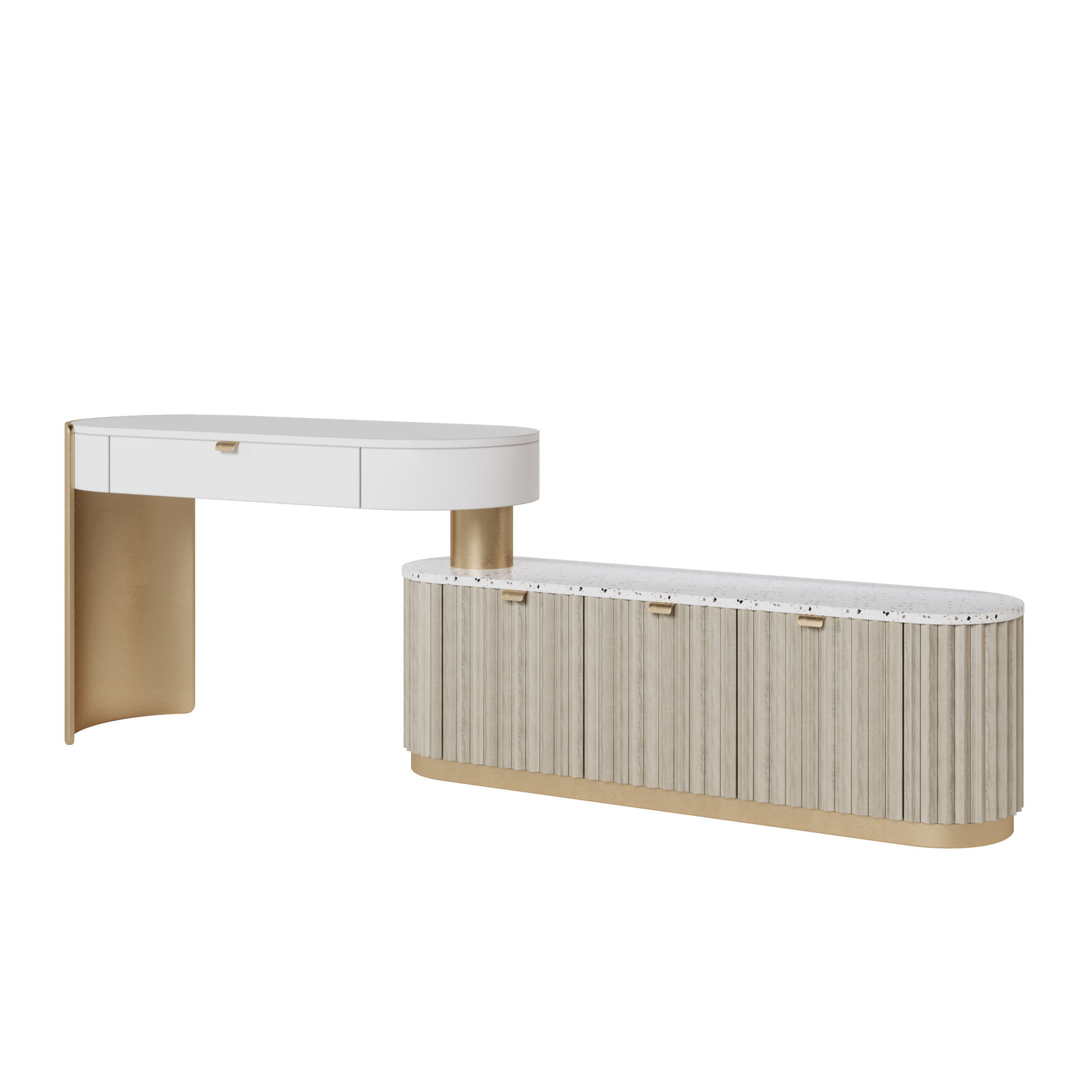 Makeup table and Nightstand bedside table 3D model_4