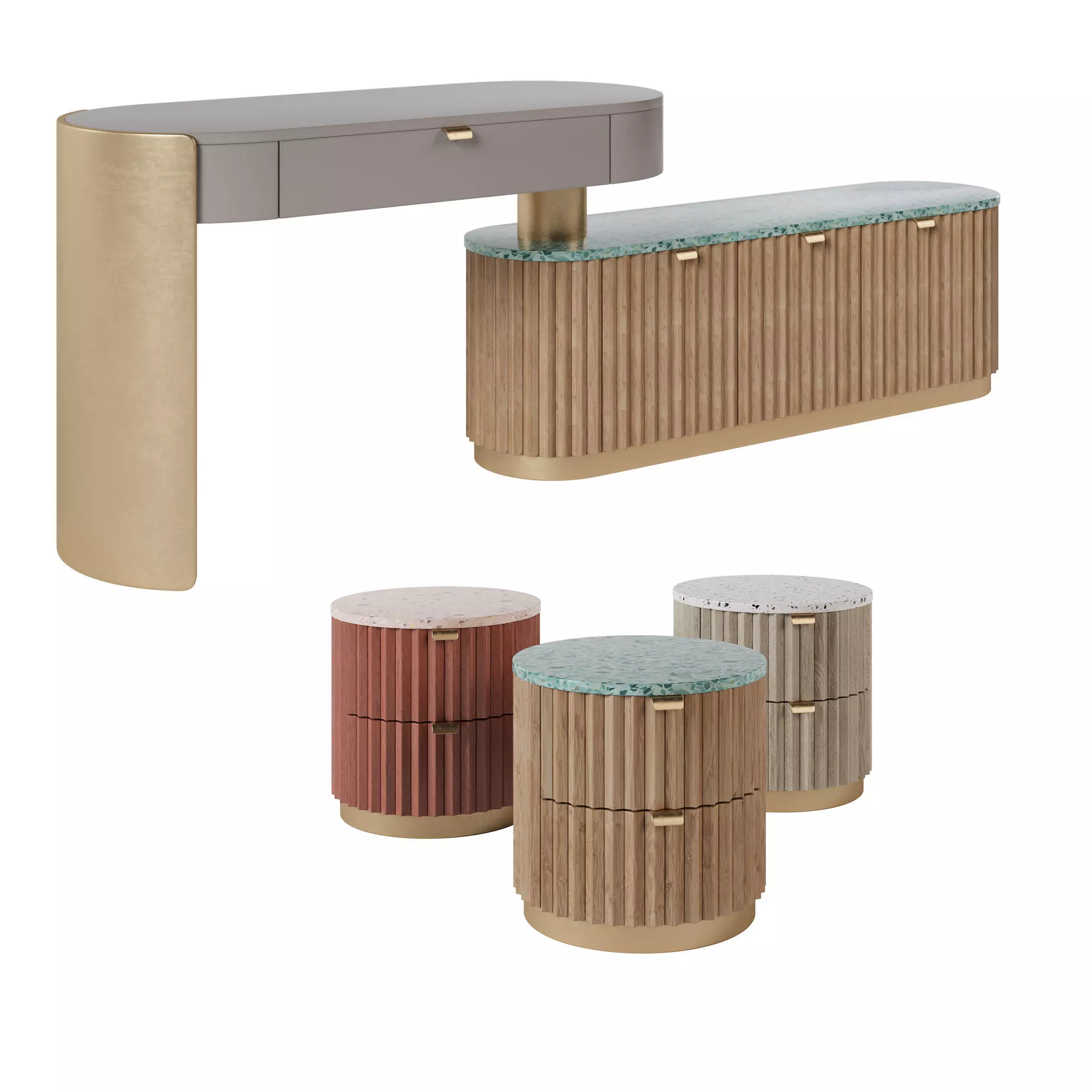 Makeup table and Nightstand bedside table 3D model_0