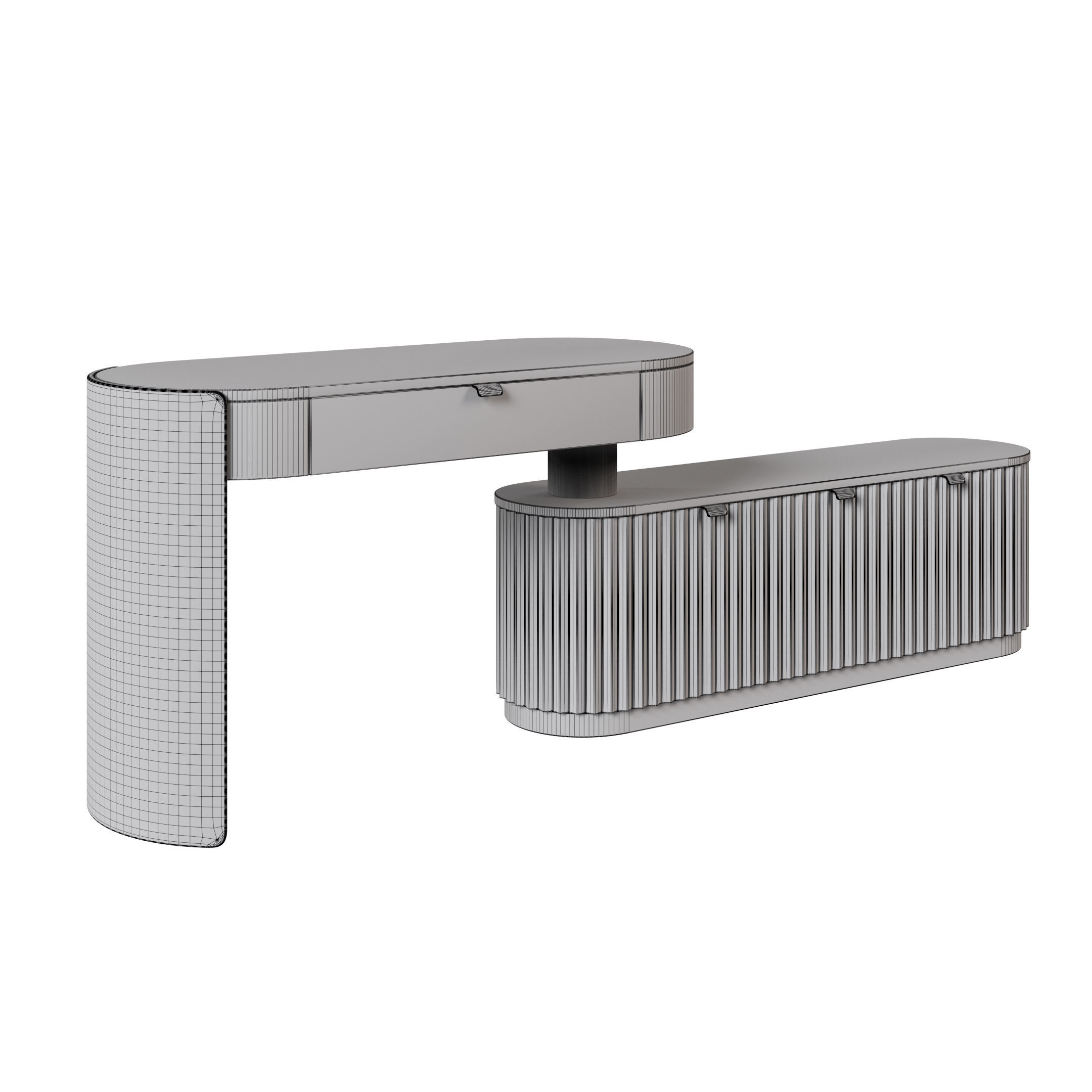 Makeup table and Nightstand bedside table 3D model_10