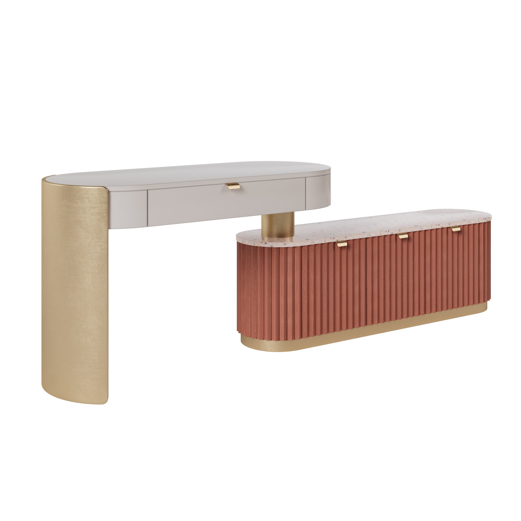 Makeup table and Nightstand bedside table 3D model_5