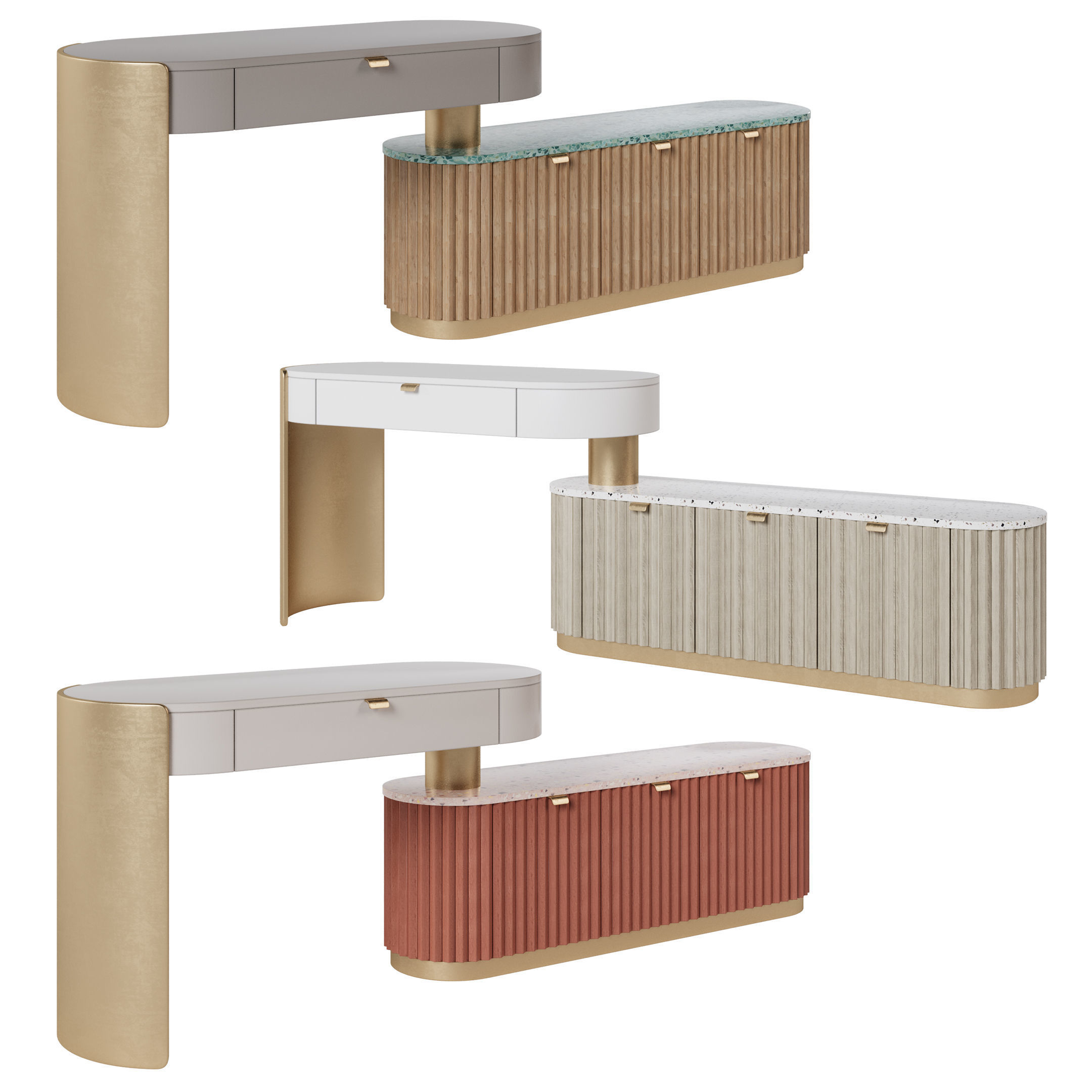 Makeup table and Nightstand bedside table 3D model_2