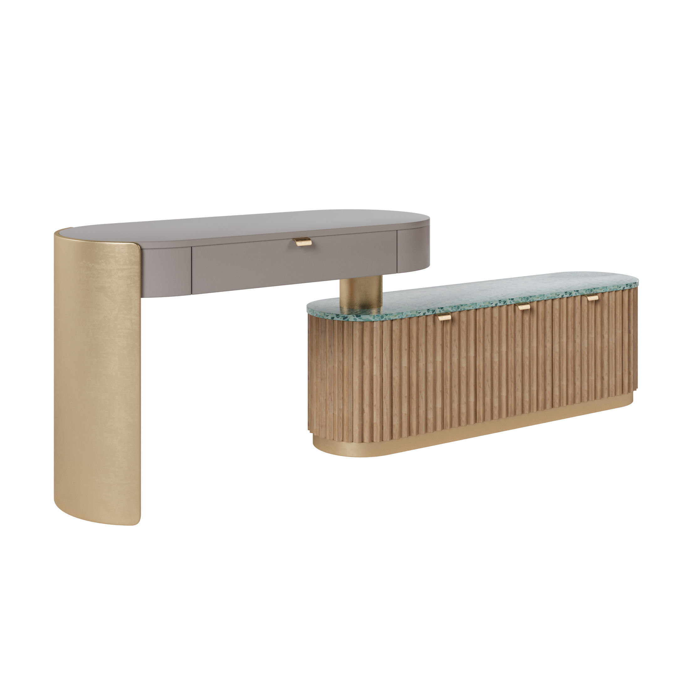 Makeup table and Nightstand bedside table 3D model_3