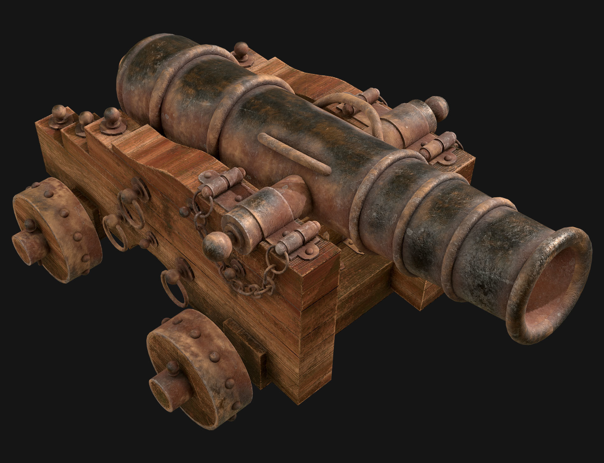 Cannon-3-Old Version Low-poly 3D model_6