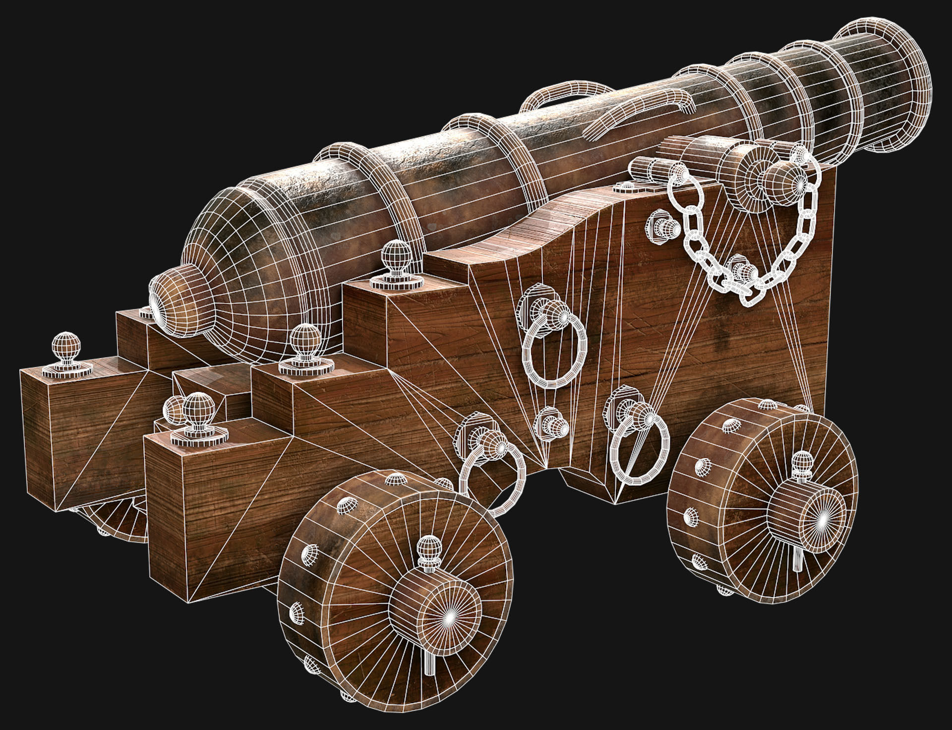 Cannon-3-Old Version Low-poly 3D model_9