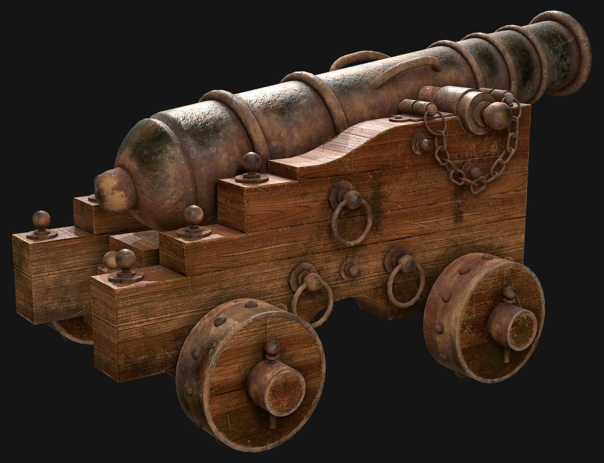 Cannon-3-Old Version Low-poly 3D model_5